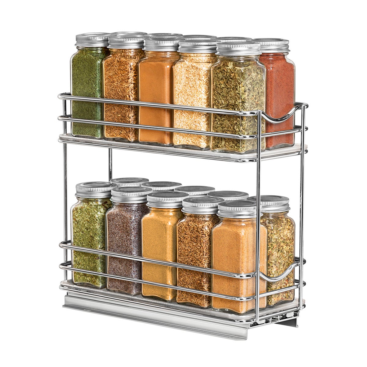 Kitchen Spice Rack, Sliding Spice Bottle Organizer, Double-layer  Multi-purpose Storage Shelf For Cupboard. Complete Set Of Seasoning Bottle  & Jar With Multi-layer Home Use Storage Rack, Spice Box. Iron Art  Multi-purpose Cupboard