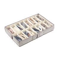 16-Compartment Underbed Shoe Organizer Grey