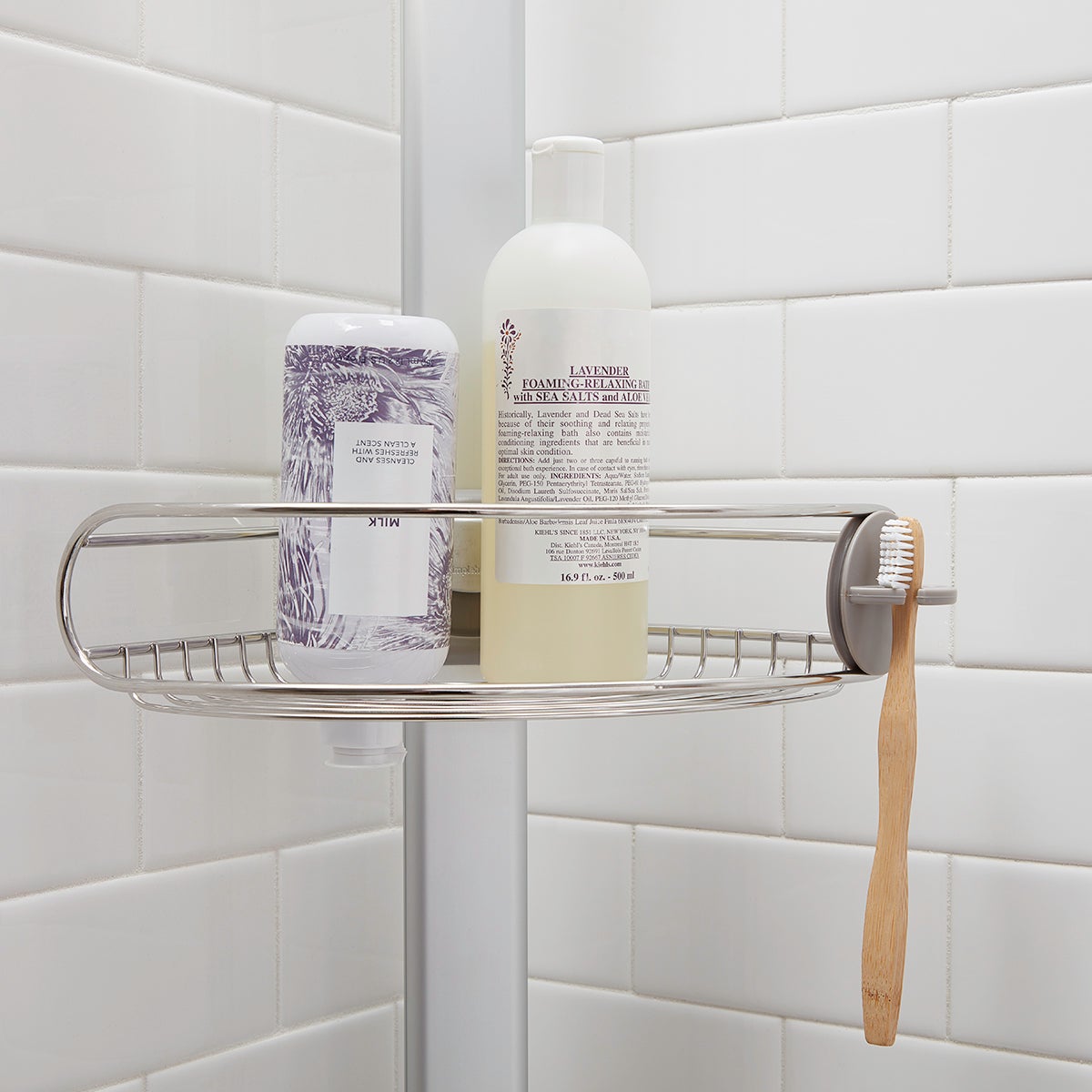 Tension Pole Shower Caddy Simplehuman Stainless Steel Tension Pole Shower Caddy The Container Store