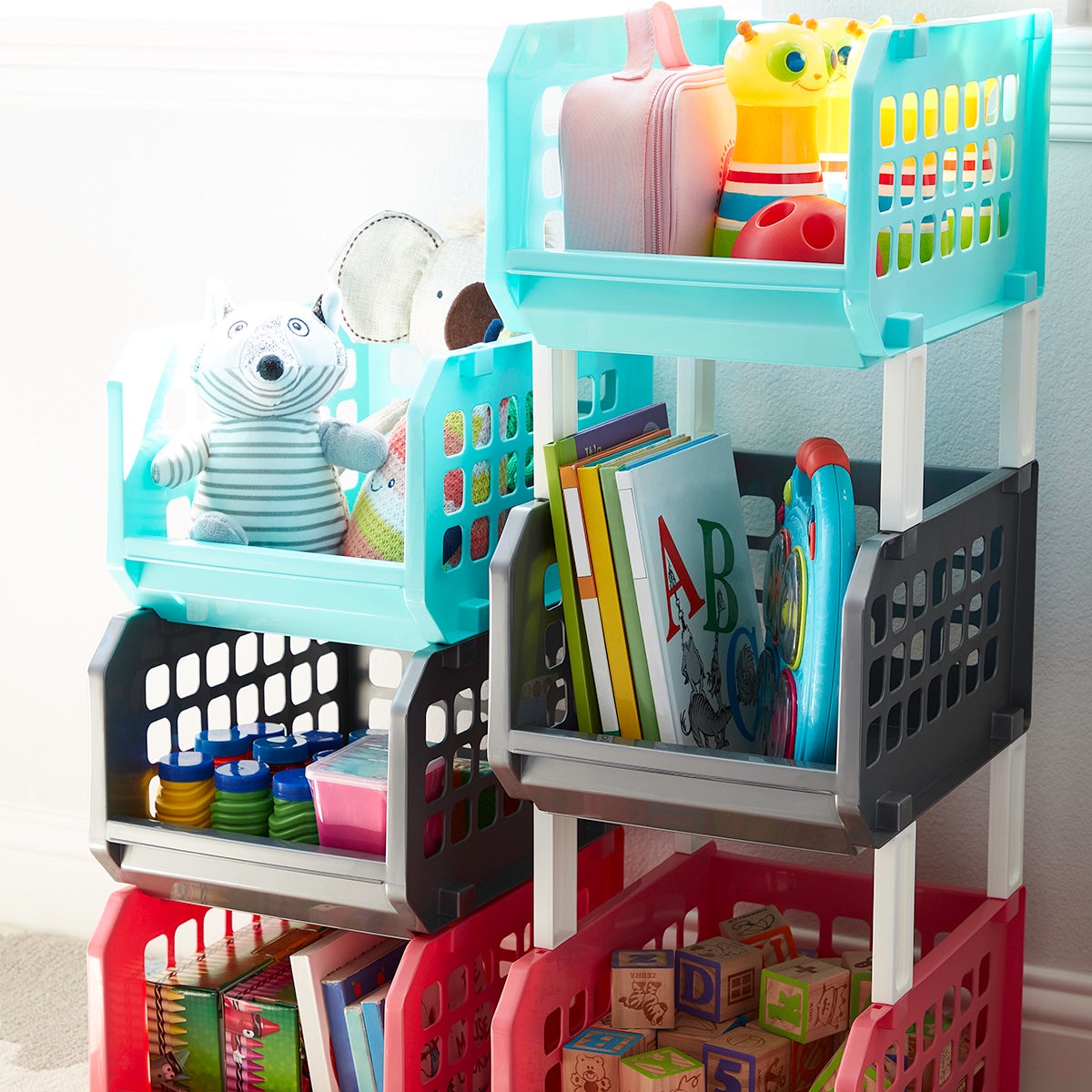 stacking toy bins