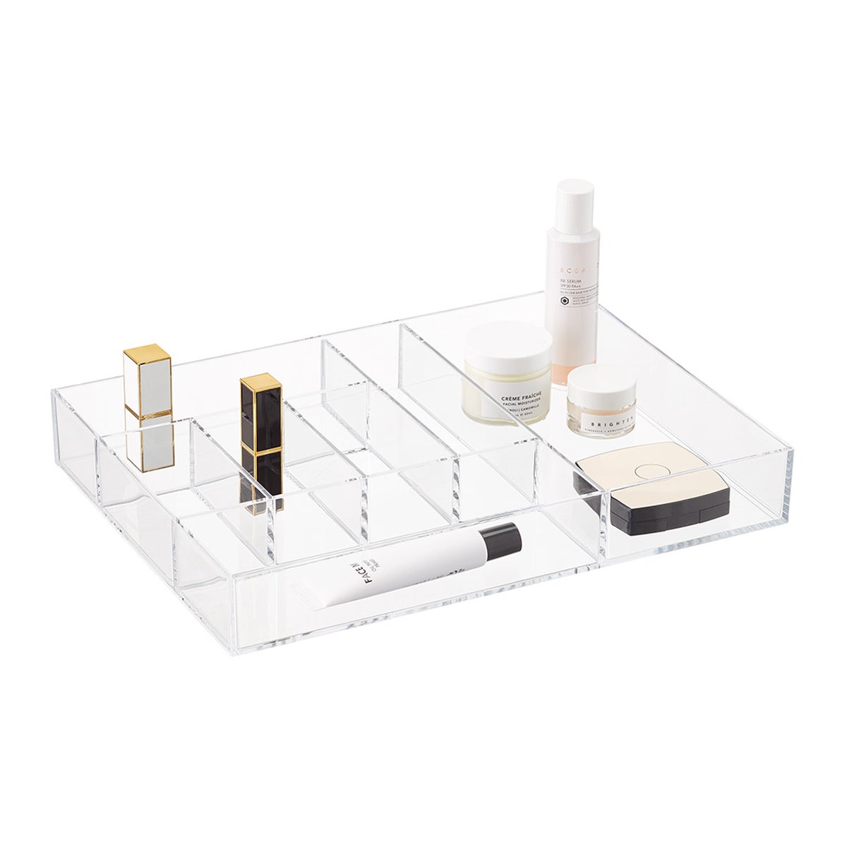 Clear 7-Section Makeup Tray