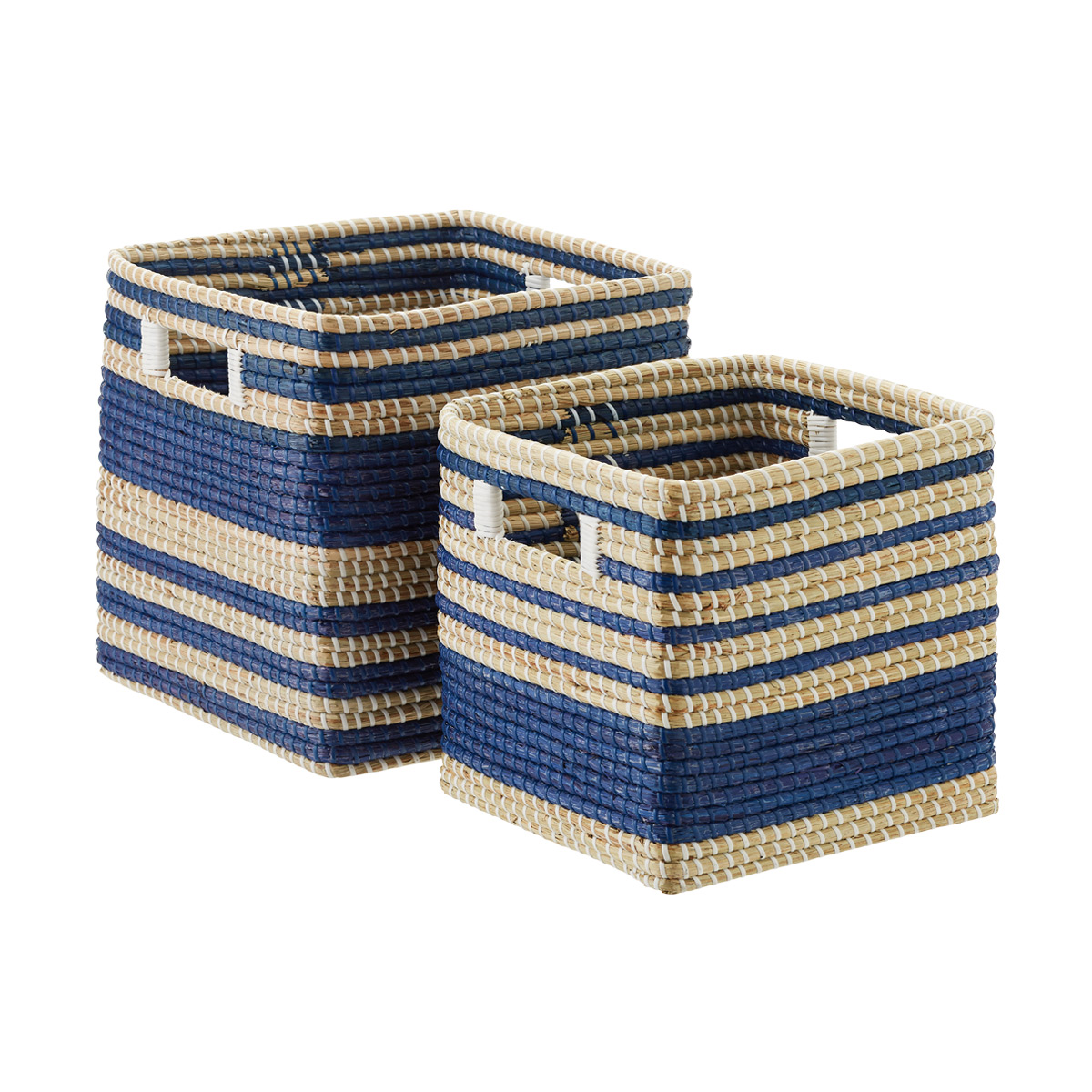 JVL Natural Seagrass Square Storage Baskets With Inset Handles Set of 3 for sale online 