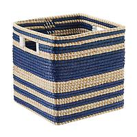 Large Seagrass Cube with Handles Dark Blue