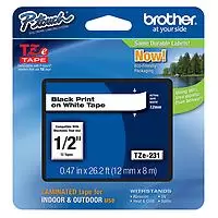 Brother 1/2" Labeling Tape Black on White