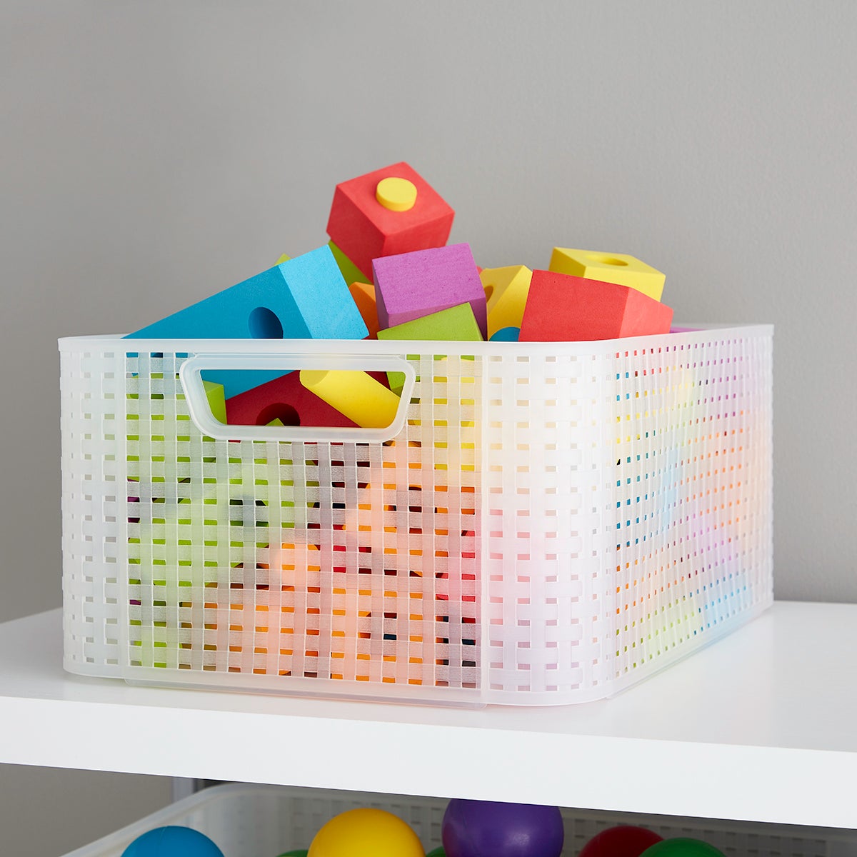 Curver White Basketweave Storage Bin with Handles The Container Store