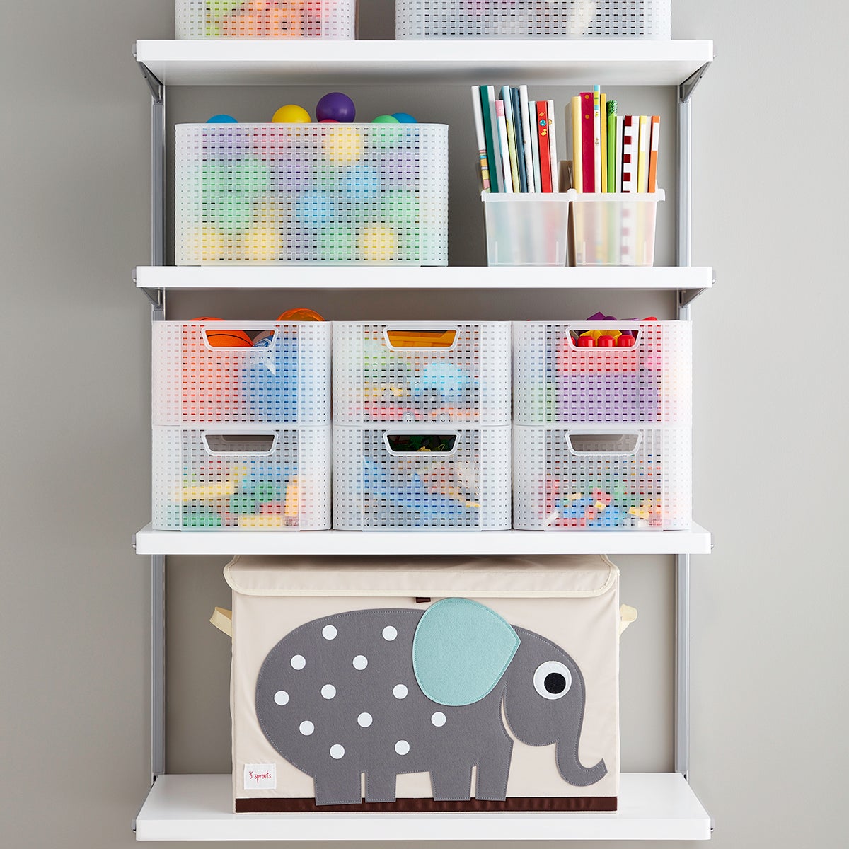 Curver White Basketweave Storage Bin with Handles The Container Store