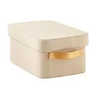 Medium Herringbone Box w/ Wooden Handles Natural