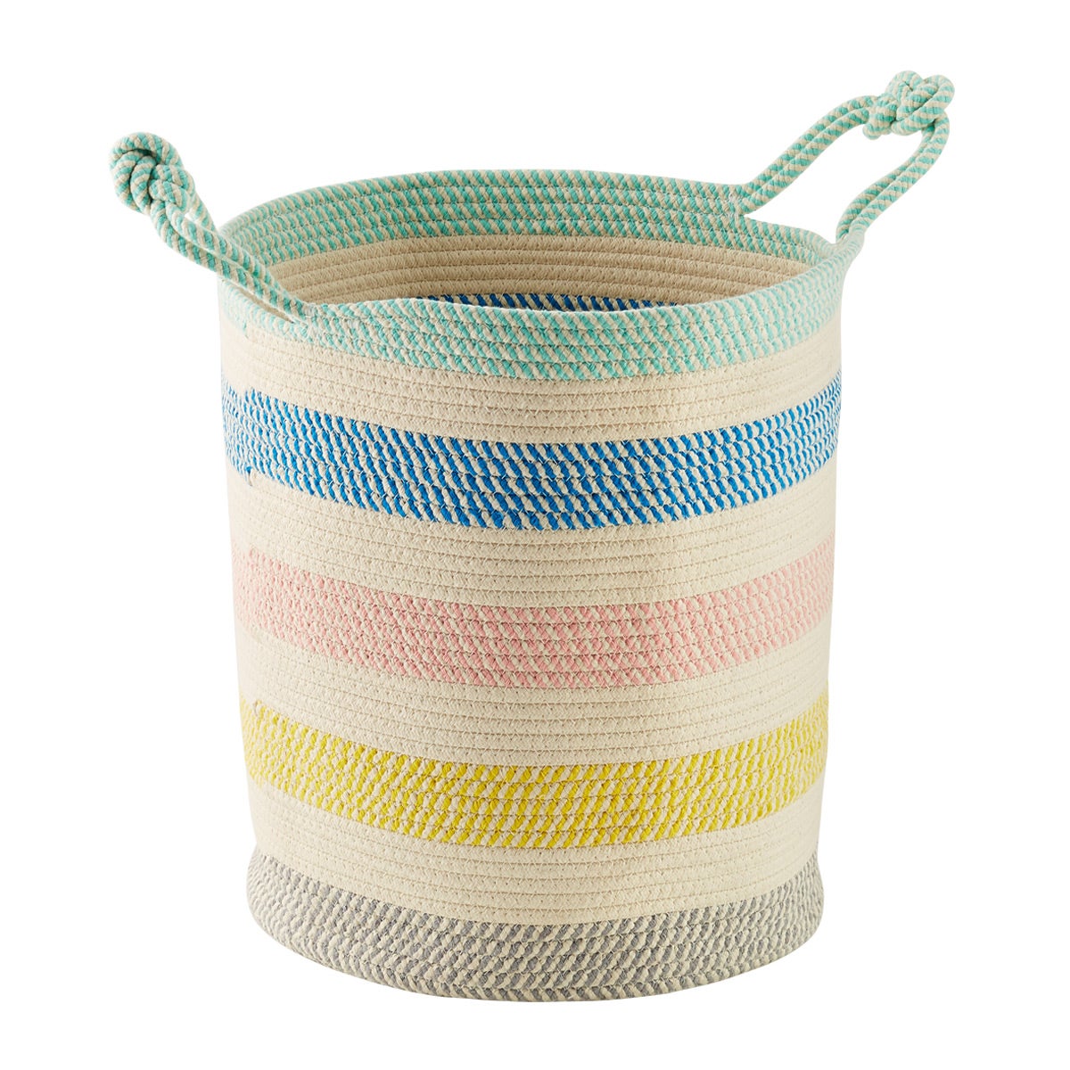 Tall Multicolor Cotton Rope Oval Bin with Handles The Container Store