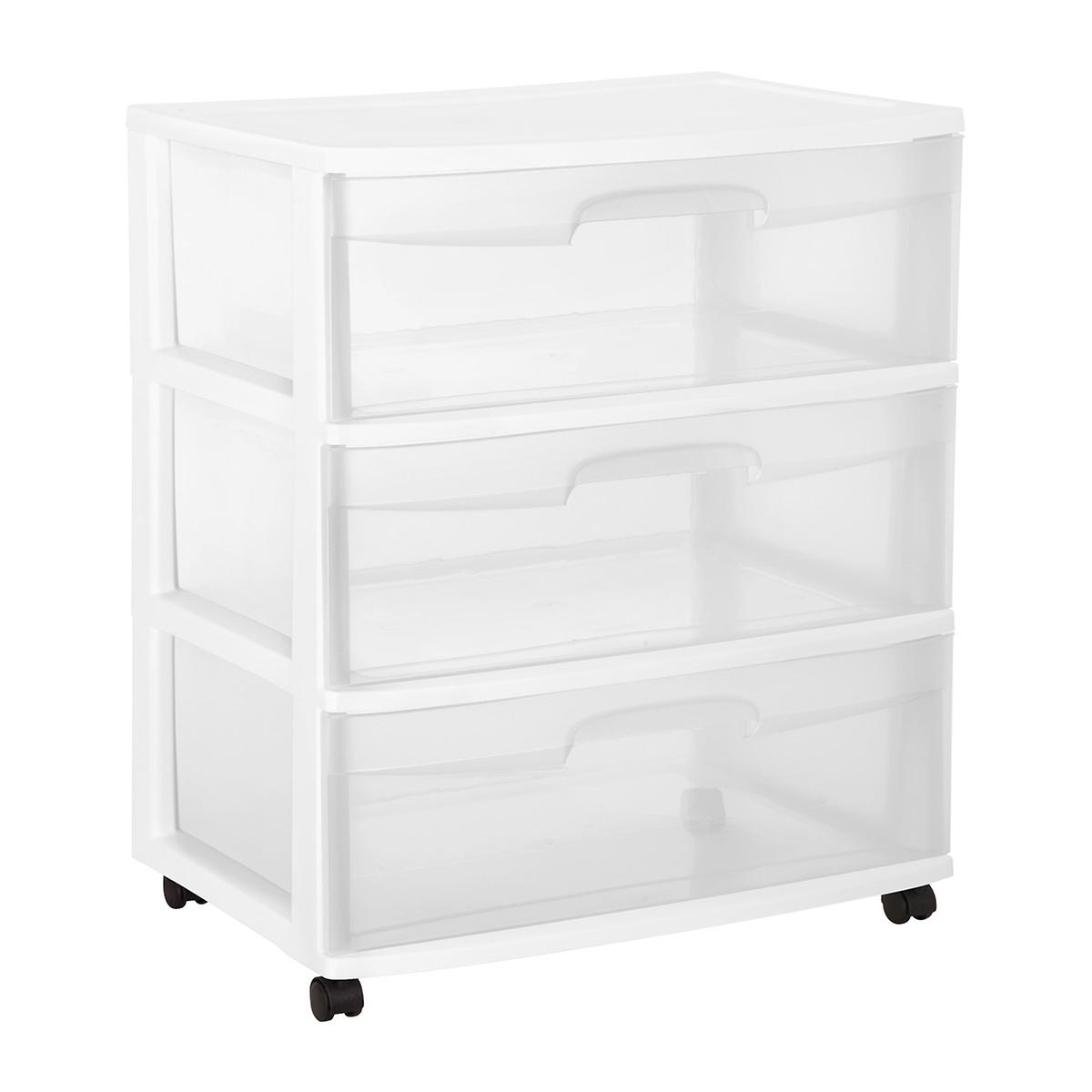 Sterilite Wide 3 Drawer Chest With Wheels The Container Store