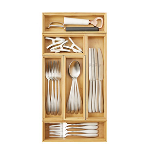 Spoons Utensils Lawei Bamboo Utensil Drawer Organizer Flatware Drawer Tray Expandable Cutlery Organizer for Storing Organizing Cutlery Gadgets 