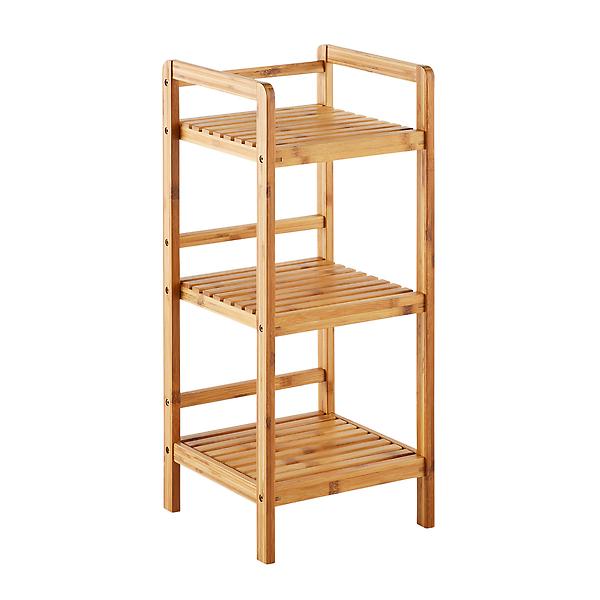 Three Tier Double Wide Bamboo Shelf Brown - Organize It All