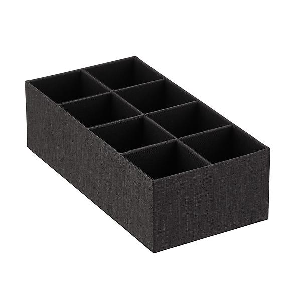 Cambridge 3-Section Drawer Organizer Black, 14 Sq. x 4 H | The Container Store