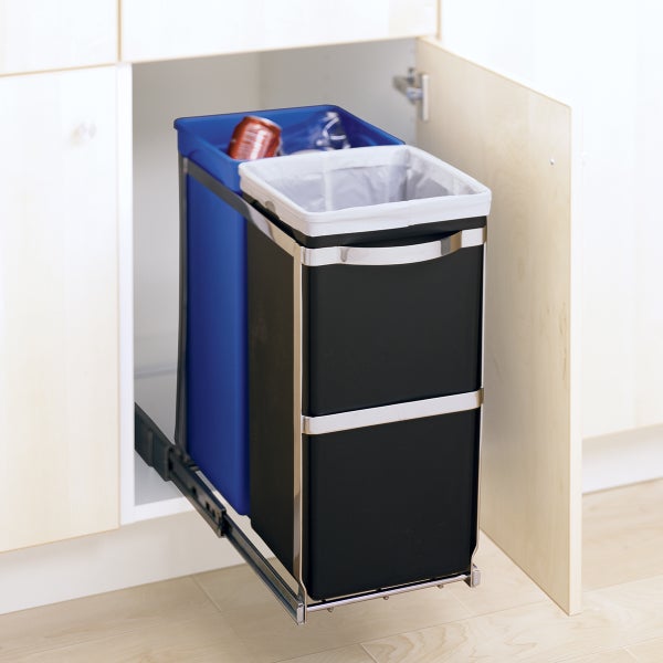 8 Gallon Under Counter Kitchen Cabinet Pull-Out Trash Can Slide Recycling  Bins