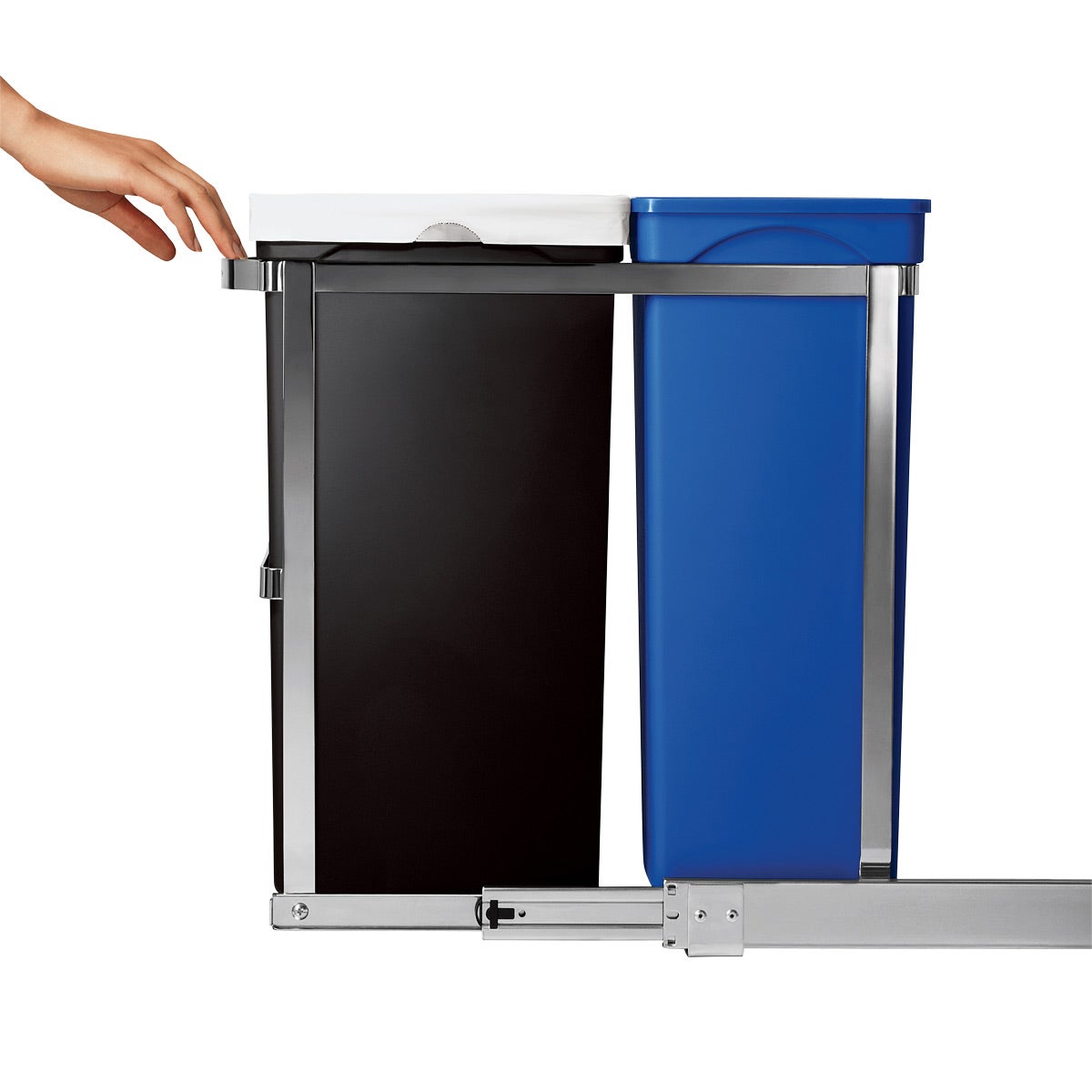 simplehuman 35L Under Counter Pull Out Trash Can Dual Bucket - Thumbnail 4
