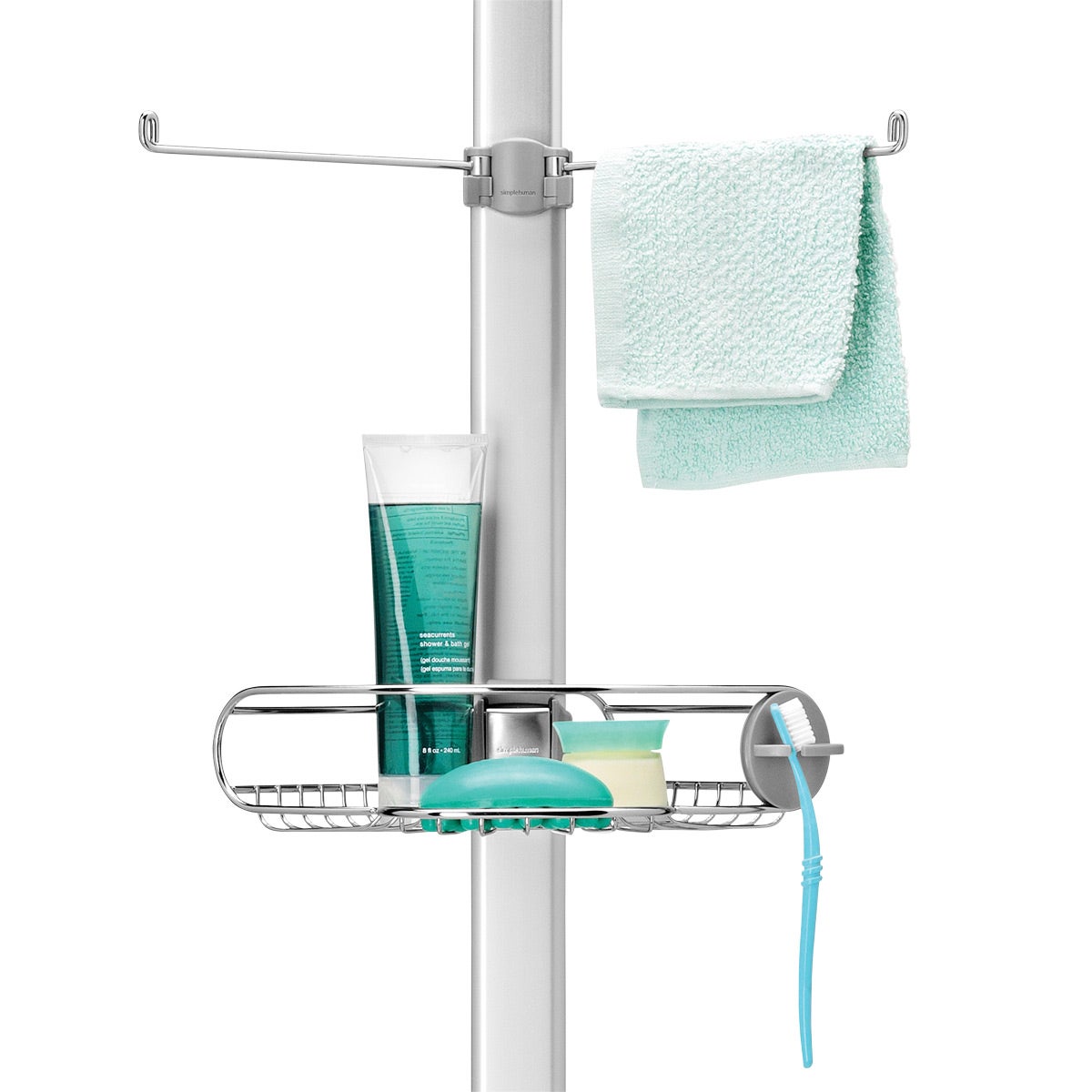 Tension Pole Shower Caddy simplehuman Stainless Steel Tension Pole Shower Caddy The