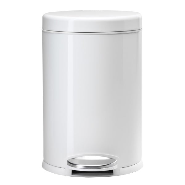 simplehuman White 1.2 gal. Round Step Trash Can | The Container Store