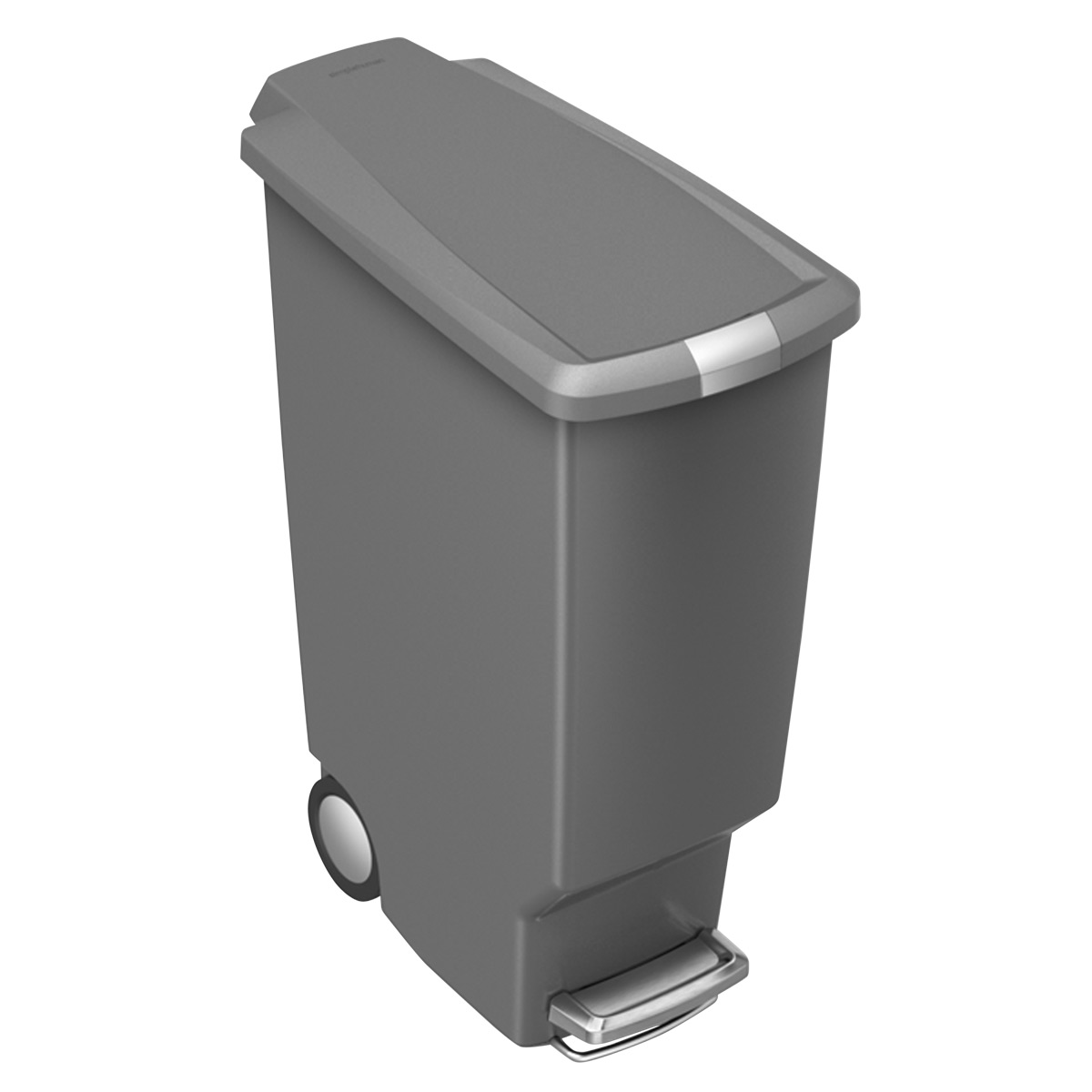 simplehuman Slim Plastic Step Trash Can, 10.5 Gallon, Gray
