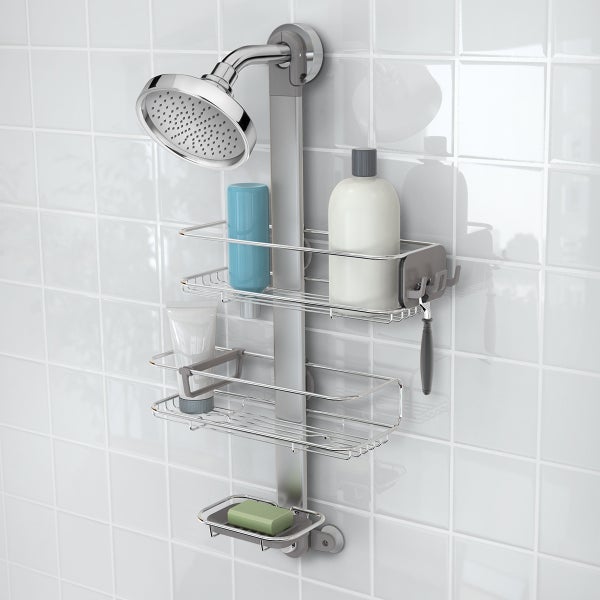 simplehuman Adjustable Shower Caddy XL, Stainless Steel and Anodized Aluminum