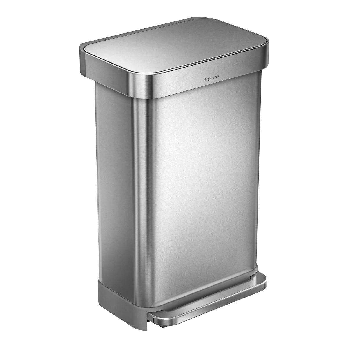 simplehuman Stainless Steel 12 gal. Rectangular Trash Can with