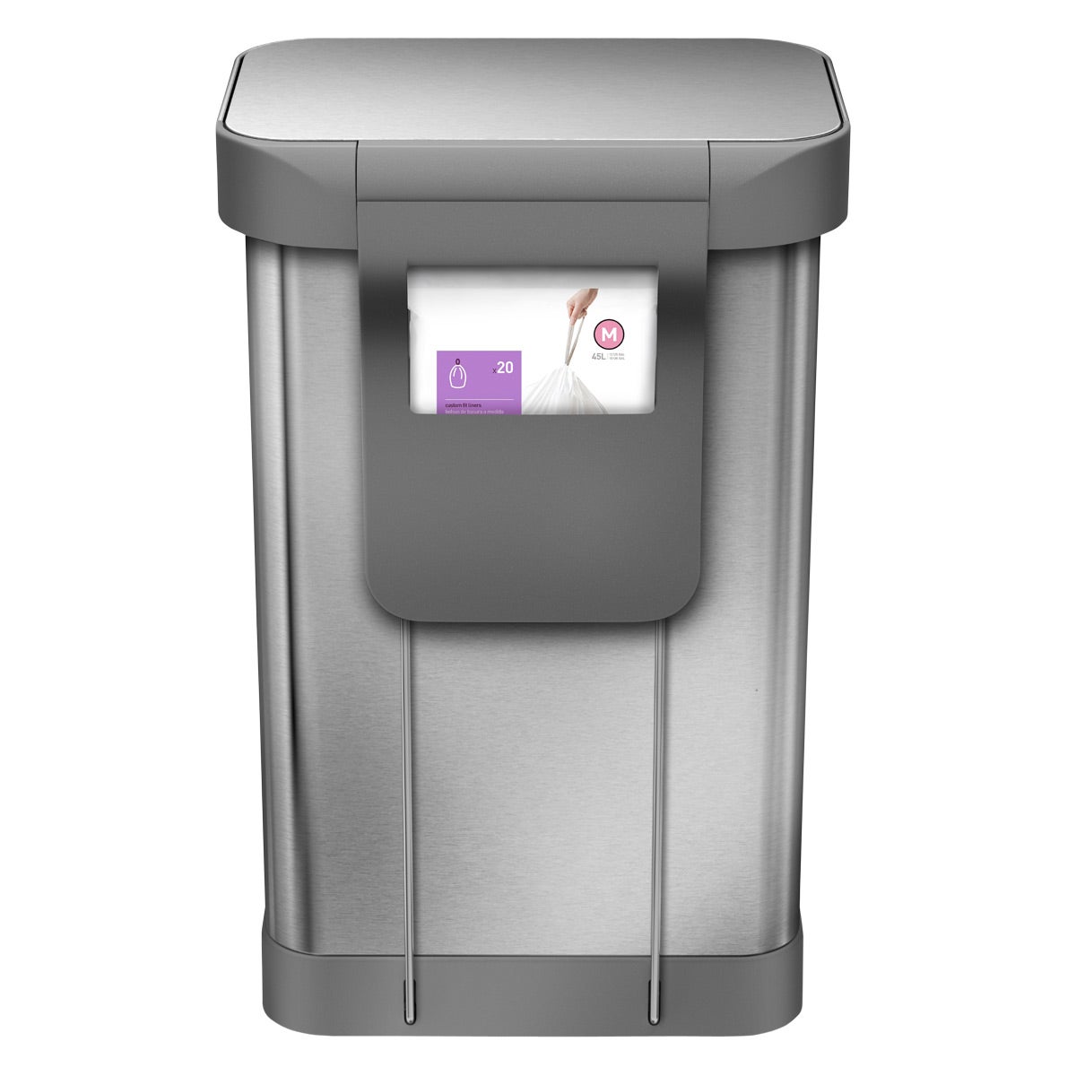 simplehuman Stainless Steel 12 gal. Rectangular Trash Can with