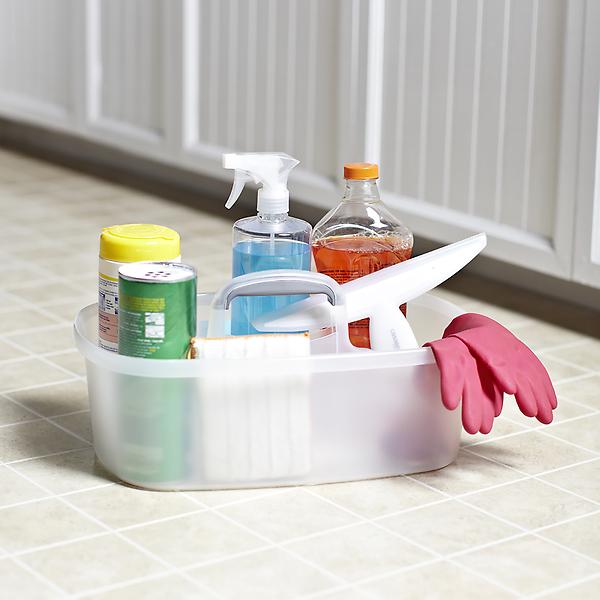 Casabella Cleaning Storage Caddy with Handle for 4-Gallon Rectangular  Bucket, Clear/Silver