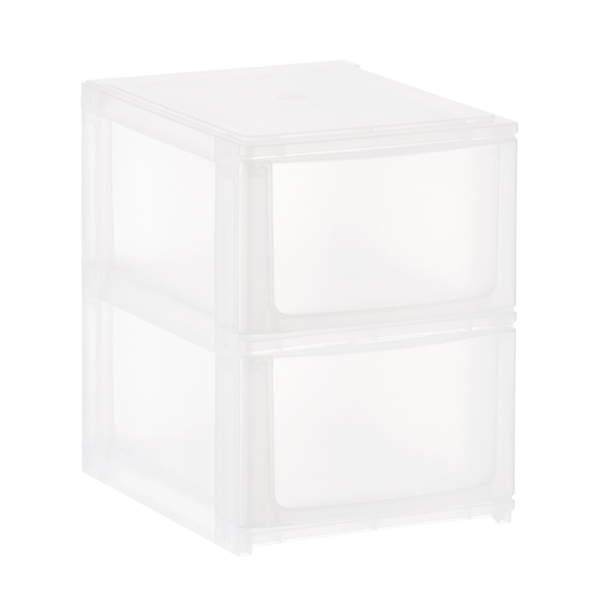 The Container Store 7-5/8 x 10-3/8 x 10-3/8 2-Drawer Shimo Small Stacking Organizer - Translucent - Each