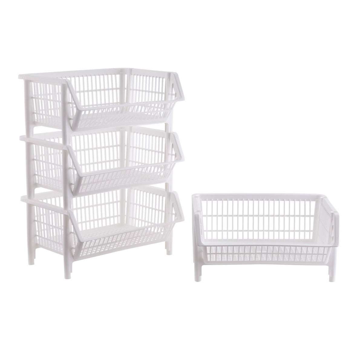 Case of 4 Our Large Stack Baskets White, 20 x 15-1/2 x 10 H | The Container Store