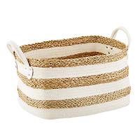 Large Seagrass & Cotton Basket White/Natural