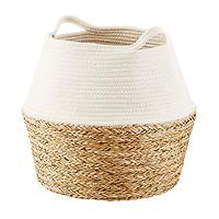 Seagrass & Cotton Belly Basket White/Natural