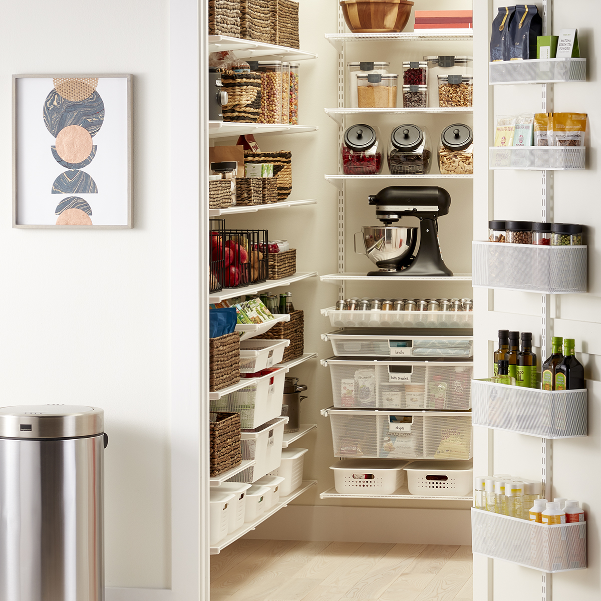 Elfa Classic White Walk In Pantry With, Walk In Pantry Shelving Systems