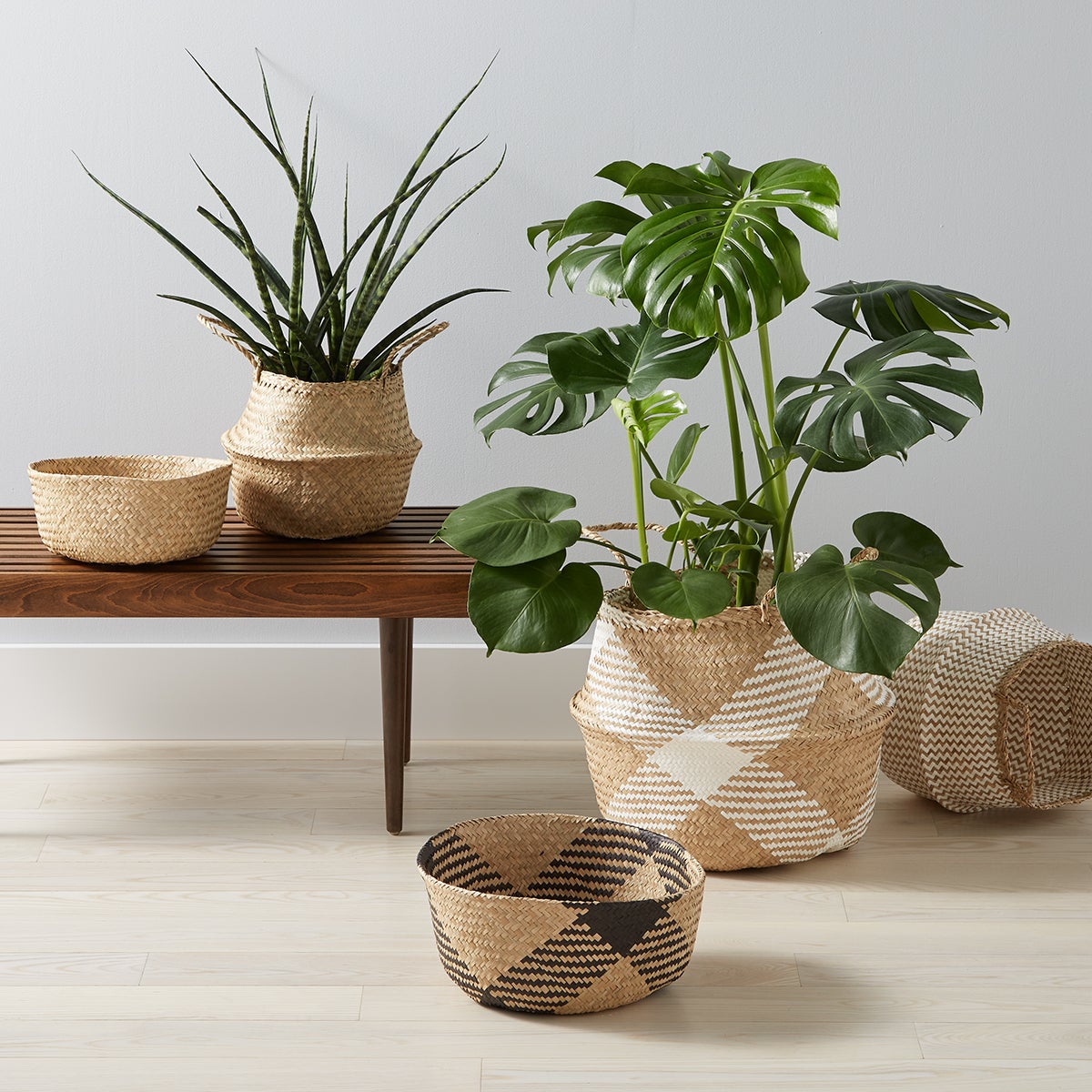 Large Diamonds Seagrass Belly Basket The Container Store