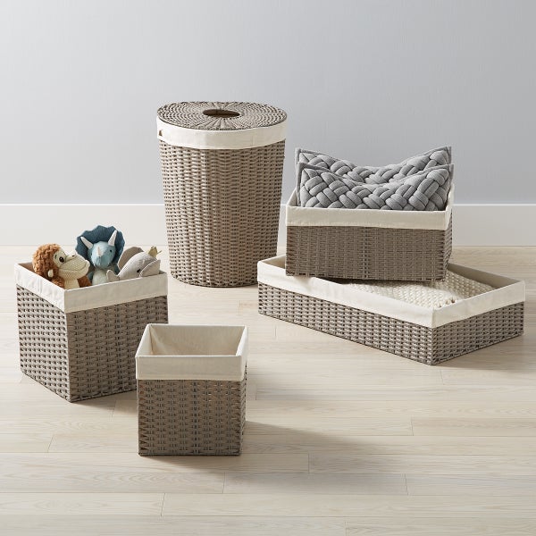 Grey Montauk Round Hamper The Container Store