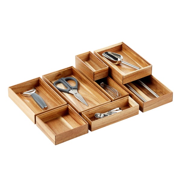 Stackable Acacia Drawer Organizers