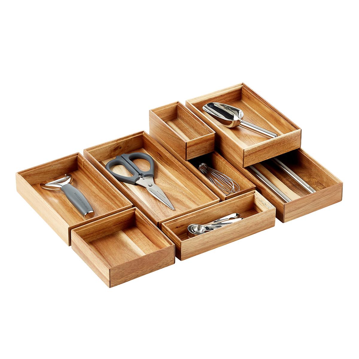 Stackable Acacia Drawer Organizers The Container Store