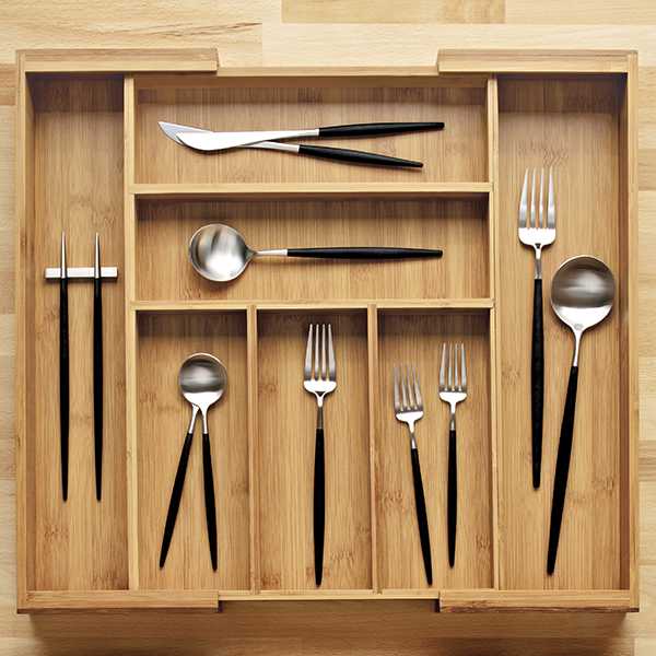 Expandable Bamboo Silverware Tray The Container Store