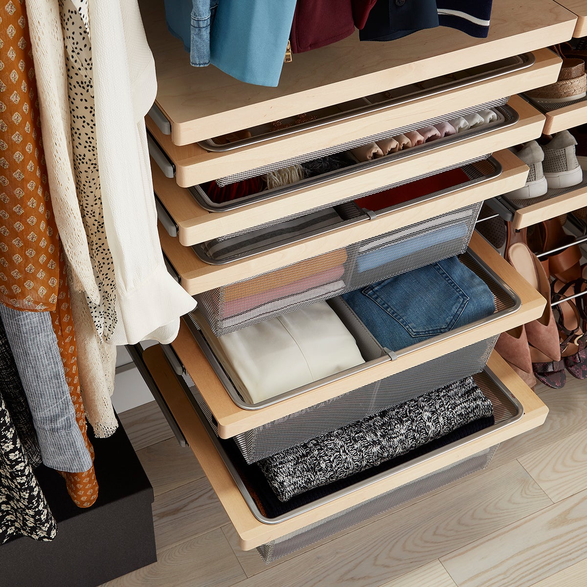 Elfa Décor 6' Birch & Platinum Closet The Container Store