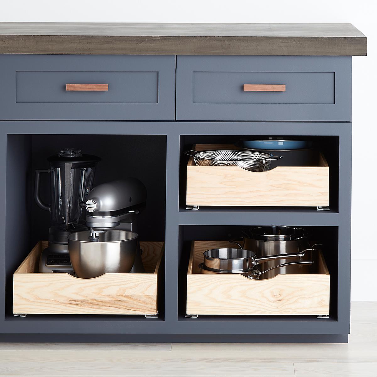 Ash Wood Roll Out Cabinet Drawers The Container Store