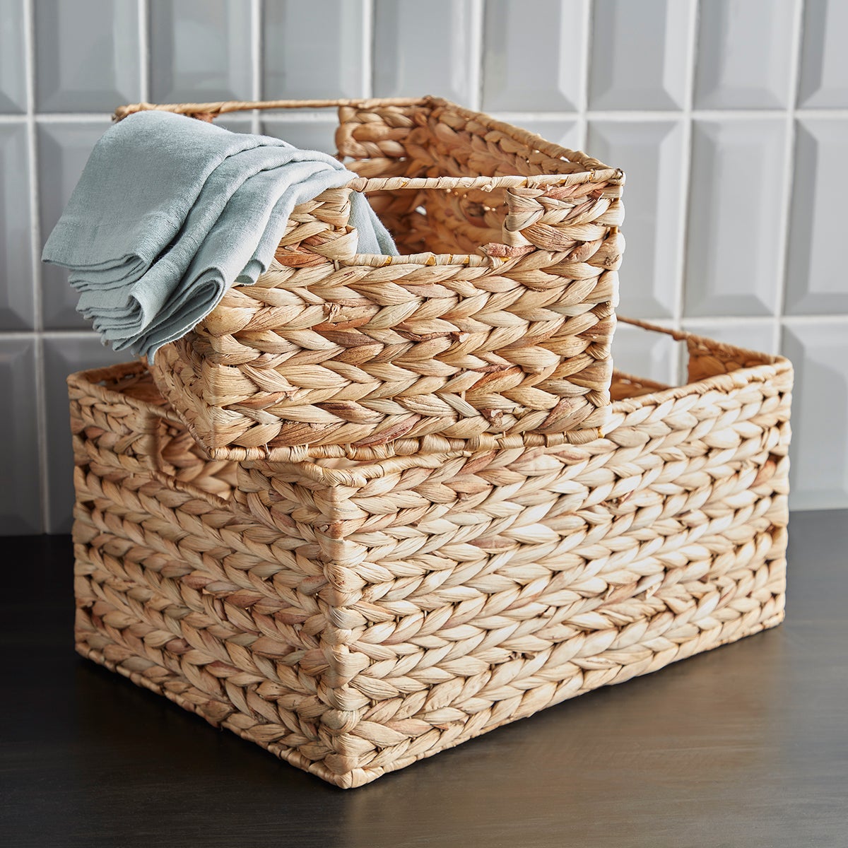 Natural Water Hyacinth Bins Set Of 3 The Container Store