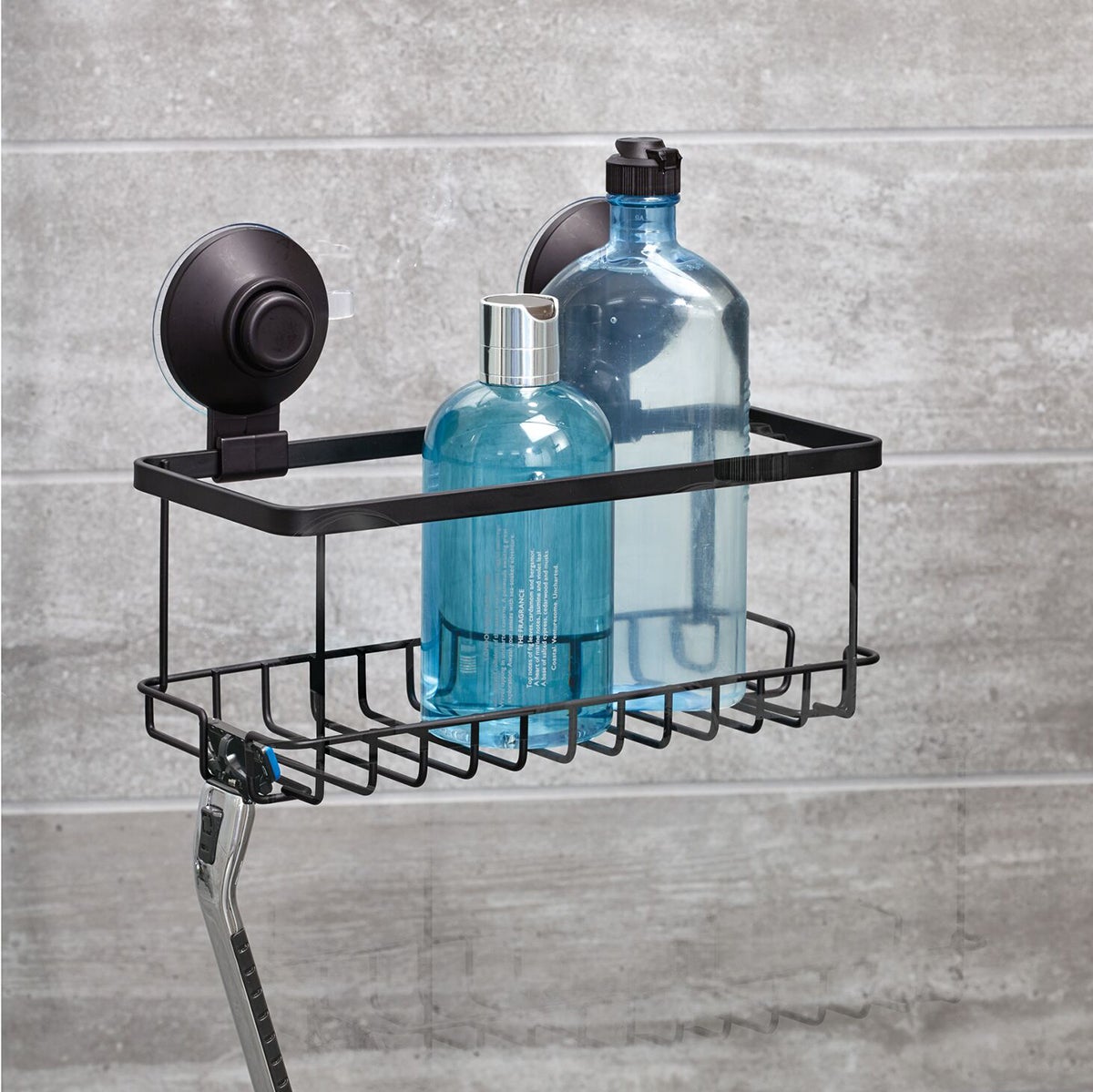 Corner Shower Basket Caddy with Adjustable Power Lock Suction Cups, 2 Hooks  - SlipX Solutions