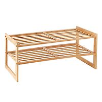 2-Tier Stackable Shoe Rack Bamboo