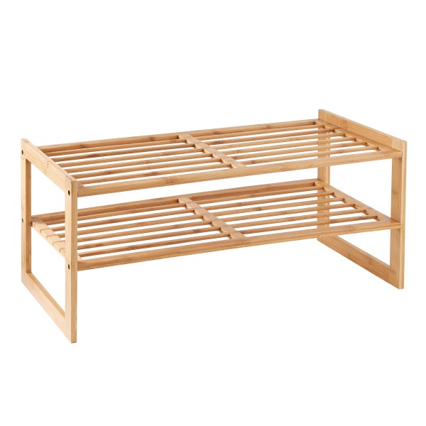2-Tier Bamboo Stackable Shoe Shelf