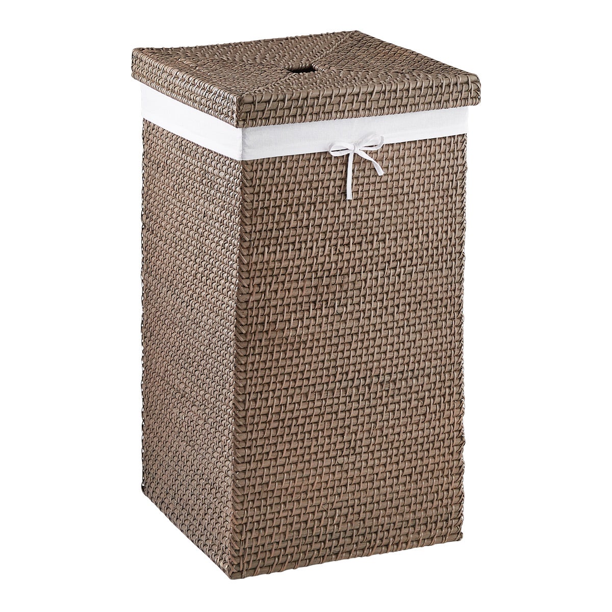 Grey Square Rattan Hamper The Container Store