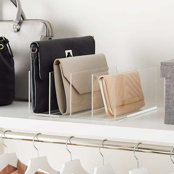 My organized closet: top shelf purse organizer from