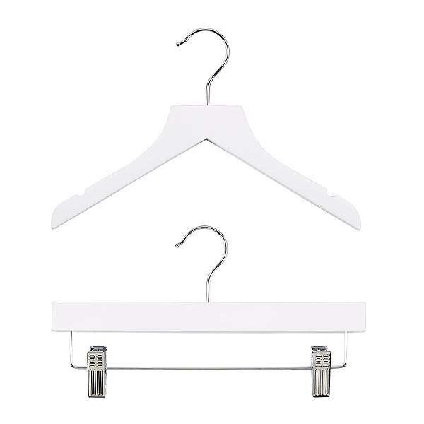 12 Curvy Matte White Wooden Children's Shirt/Coat Hanger - Wooden Hangers