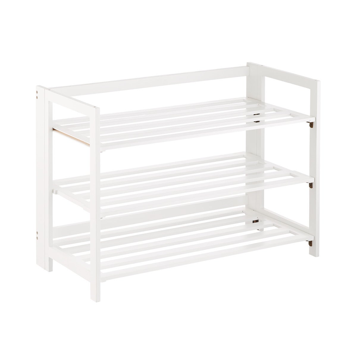 3-Tier White Folding Shoe Rack