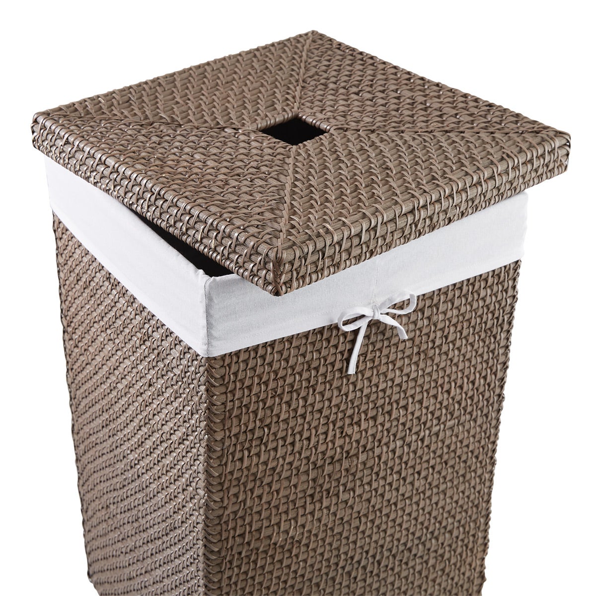 Grey Square Rattan Hamper The Container Store