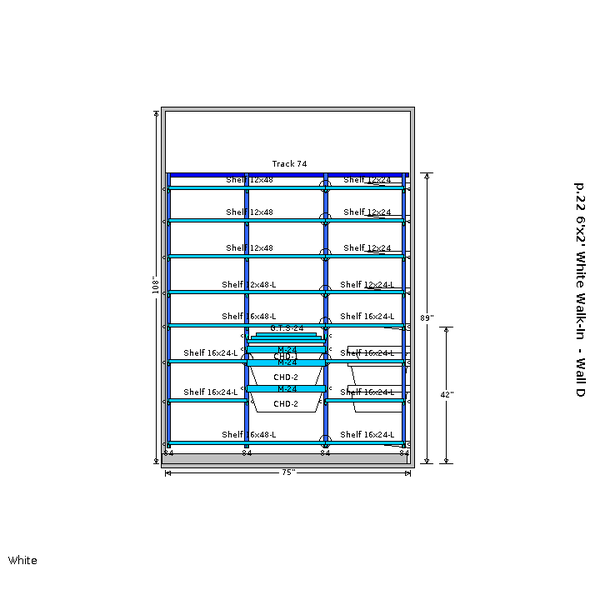 Elfa Classic White Walk-In Pantry with Door & Wall Rack