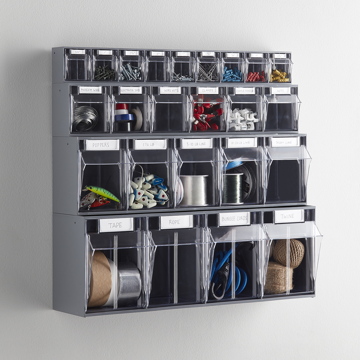 Wall Mounted Storage Bins Small Parts Craft Rack, 30 Bins Organizer Garage  Tools