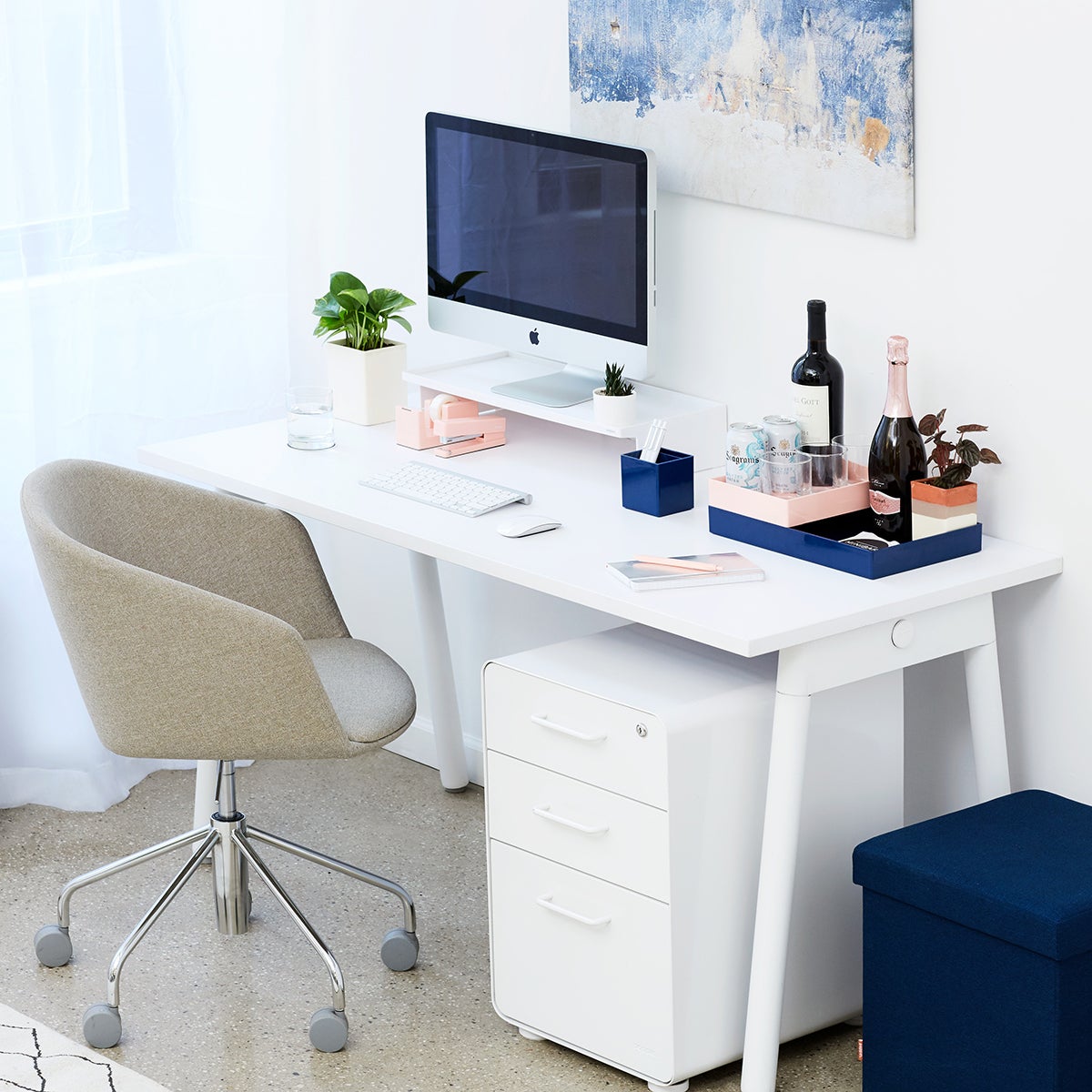 Poppin White 3-Drawer Stow Locking Filing Cabinet