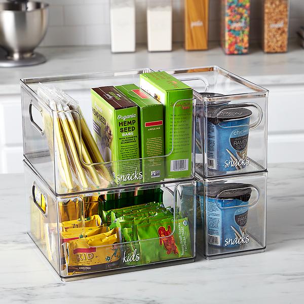  Set of 8 Clear Plastic Storage Bins, 4 Large and 4 Small  Stackable Storage Containers for Pantry Organization and Kitchen Storage  Bins,Home Edit and Cabinet Organizers: Home & Kitchen